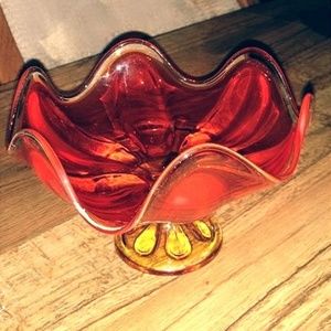 Vintage Amberina Fluted Bowl